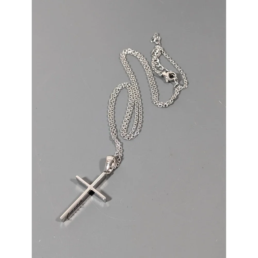 Silver Tone Cross Necklace 